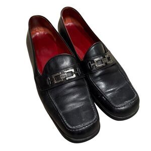 Salvatore Ferragamo Men’s 9 Horsebit Comfort Loafers Black Leather Old Money